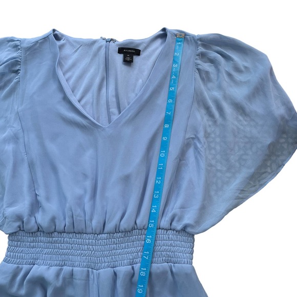 Halogen Women's Light Blue V-Neck Flutter Sleeve Wide Leg Jumpsuit.‎ Size MED - Picture 13 of 15